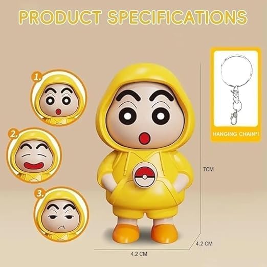 Shinchan Face Changing Keychain - Face Changing Keychain -  Shinchan Keychain - Face Changing Keychain with 3 Shinchain Expressions 3D Cartoon Character ABS Toy Key Holder